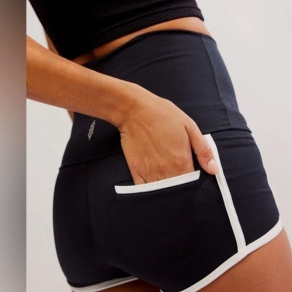 NWOT Free People Island Shorts Ultra High Rise Cheeky Black Pocket Compression - Picture 7 of 15